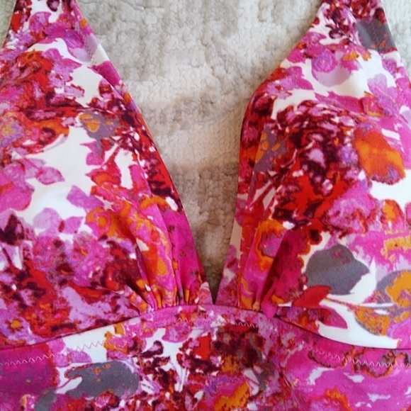 Profile Two Piece Padded Halter Tankini Swimsuit 6 Pink White - Picture 7 of 16